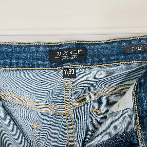 Judy Blue Jeans Womens 11/30 Flare Bell Bottom High Rise Dark Rinse Stretchy Y2K - Picture 9 of 12